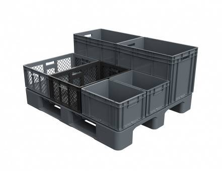 Паллет (поддон) пластиковый сплошной на 3-х полозьях, 1200х1000х150 мм, серый [02.103F.91.C3]