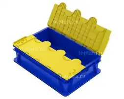 Пластиковый ящик 600х400х150 сплошной с ручками с крышкой