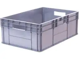 Ящик пластиковый сплошной с гладким дном и открытыми ручками, 600x400x220 мм, серый [922.02.02.03]