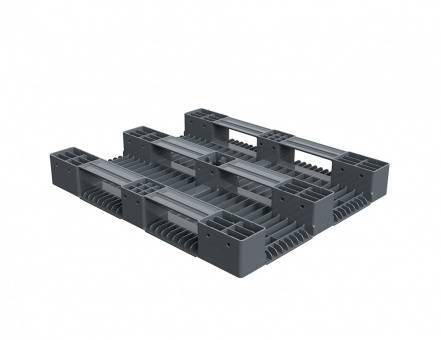 Паллет (поддон) пластиковый усиленный сплошной на 3-х полозьях, 1200х1000x150 мм, серый [02.114F.91.PEF.T10X]