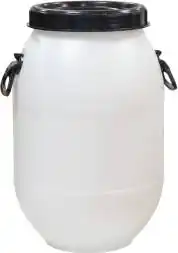 Бочка (бидон) пластиковая круглая с крышкой и ручками, 50 л, белый [БПЗ 50]