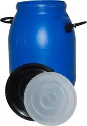 Бочка (бидон) пластиковая круглая с крышкой и ручками, 50 л, белый [БПЗ 50]