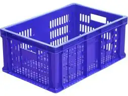Ящик пластиковый перфорированный, 600x400x250 мм, 46 л, синий [201]