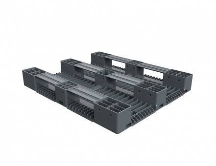 Паллет (поддон) пластиковый усиленный перфорированный на 3-х полозьях, 1200х1000х150 мм, серый [02.114.91.PEF.T20X]