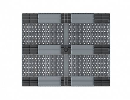 Паллет (поддон) пластиковый усиленный перфорированный на 3-х полозьях, 1200х1000х150 мм, серый [02.114.91.PEF.T20X]