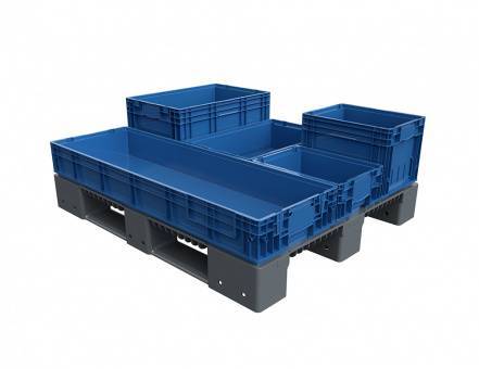 Паллет (поддон) пластиковый усиленный перфорированный на 3-х полозьях, 1200х1000х150 мм, серый [02.114.91.PEF.T20X]