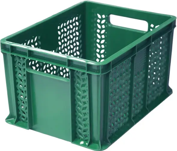 Ящик пластиковый перфорированный, 400×300×230 мм, 21.6 л, чёрный [703.01.01]