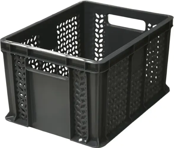 Ящик пластиковый перфорированный, 400×300×230 мм, 21.6 л, зелёный [703.01.01]