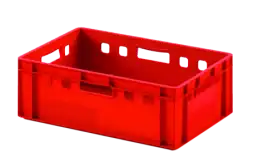 Ящик пластиковый для мяса Е2 морозостойкий лёгкий, 600х400х200 мм, красный [12.442.40.PE.R]