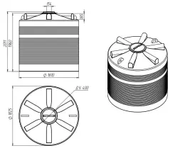 Емкость ЭВЛ 5000л зеленая с откидной крышкой