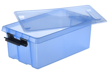 Контейнер с крышкой и клипсами, 100×170×210 мм, цвет: голубой