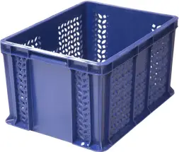 Ящик пластиковый перфорированный, 400×300×230 мм, 21.6 л, синий [703.01.02]