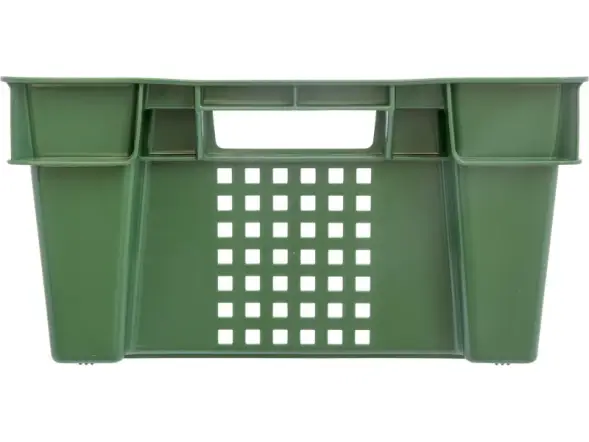 Ящик пластиковый перфорированный, 600x400x200 мм, 48 л, зеленый [102]