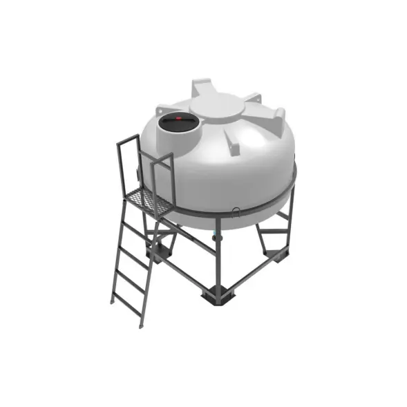 Емкость ЦКТ 3000 л с патрубком 90мм с фланцем под плотность до 1,2 г/см3 белая в обрешетке с лестницей