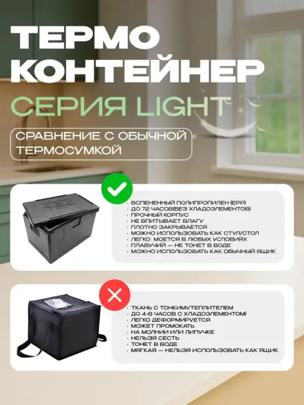 Термоконтейнер TERMOBOX Облегченный Light, 32 л, 600х400х240 мм, 30кг/м3