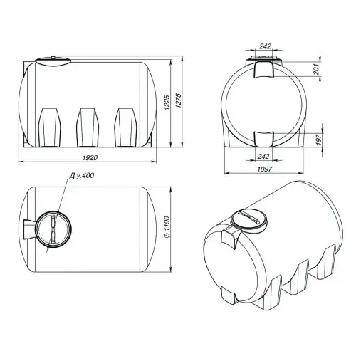 Емкость КАС 2000 H с откидной крышкой красный