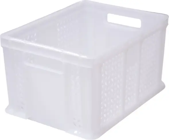 Ящик пластиковый перфорированный, 400×300×230 мм, 21.6 л, белый [703.02.01 м]