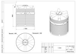 Емкость (резервуар) пластиковая вертикальная с крышкой, 3000 л, синий [TV3000S13]