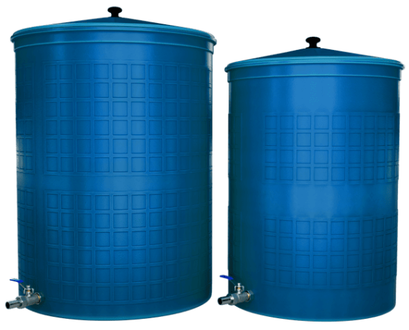 Бочка пластиковая садовая с краном 3/4&quot; из латуни для дождевой воды и полива, 150л, голубой [362]