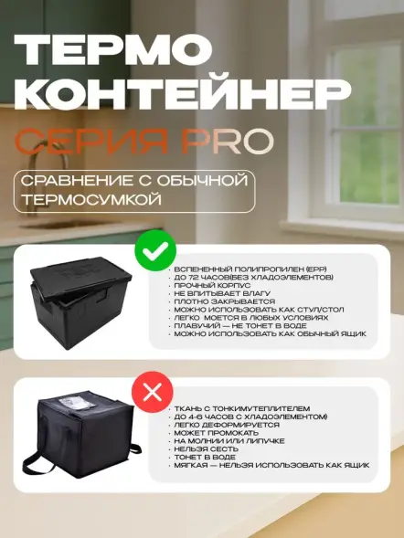 Термоконтейнер TERMOBOX Экстрим PRO, 32 л, 600х400х240 мм, 55кг/м3