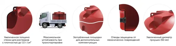 Емкость для хранения жидких минеральных удобрений (КАС, ЖКУ и др) 5000 TR с откидной крышкой красный