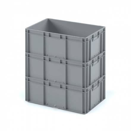 Евроконтейнер пластиковый с усиленным дном EC-6422, 600х400х220 мм, серый