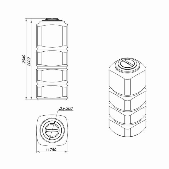 Емкость L 1000л зеленая