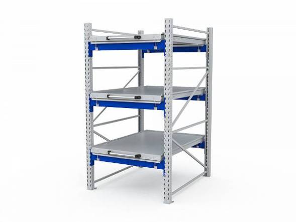 Стеллаж с выкатными платформами ДВК S-HEAVY 1000/900 (3 яруса хранения)