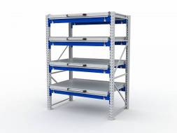 Стеллаж с выкатными платформами ДВК S-HEAVY 1000/1300 (4 яруса хранения)