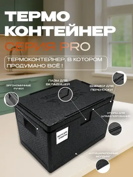 Термоконтейнер TERMOBOX Экстрим PRO, 60 л, 600х400х400 мм, 55кг/м3