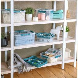 Ящик для хранения универсальный с замками и ручкой Grand box, 4,2л, светло-серый