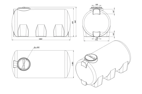 Емкость H 1000л под плотность до 1.2 г/см3 синяя