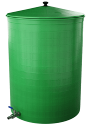 Бочка пластиковая садовая с краном 3/4&quot; из латуни для дождевой воды и полива, 300л, зеленый [333]