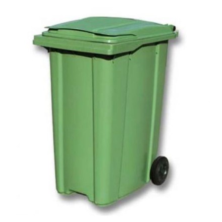 Мусорный контейнер для ТБО/ТКО, 360 л, на колёсах, с крышкой, пластик, евро, цвет: зеленый
