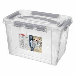Ящик для хранения универсальный с замками и ручкой Grand box, 6,65л, светло-серый