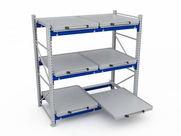Стеллаж с выкатными платформами ДВК S-HEAVY 500 (3 яруса хранения)