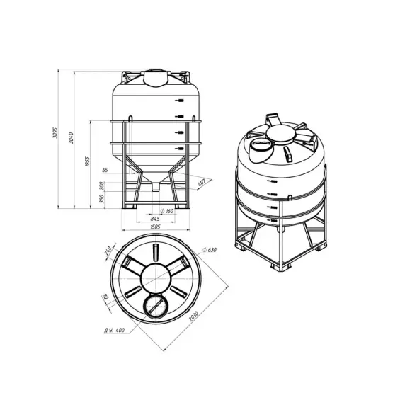 Емкость ЦКТ 5000 л с патрубком 110мм под плотность до 1,2 г/см3 белая в обрешетке