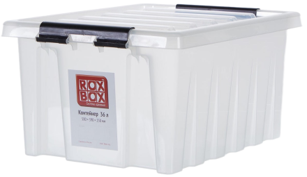 Контейнер для хранения Rox Box, с крышкой, 39x25x50 см, 36 л, цвет: прозрачный