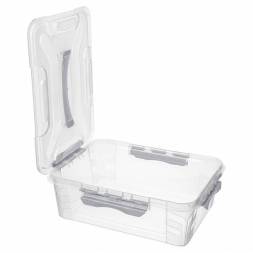 Ящик для хранения универсальный с замками и ручкой Grand box,10л, светло-серый