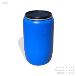 Бочка пластиковая с крышкой и металлическим обручем, 127 л, синий [22010005]