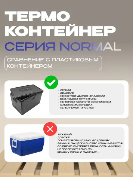 Термоконтейнер TERMOBOX Бытовой Normal, 131 л, 800х600х450 мм, 40кг/м3