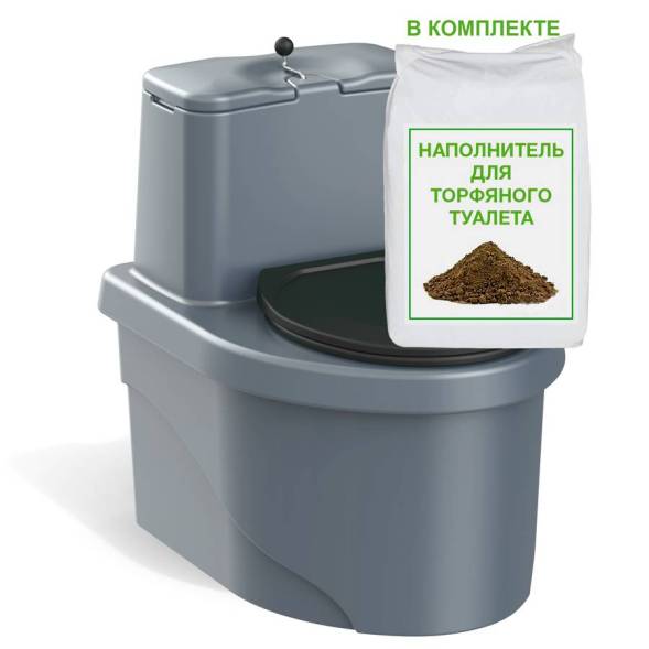 Торфяной биотуалет «РОСА» серого цвета