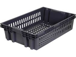 Ящик пластиковый перфорированный, 600x400x152 мм, 27 л, черный [403 ВС]