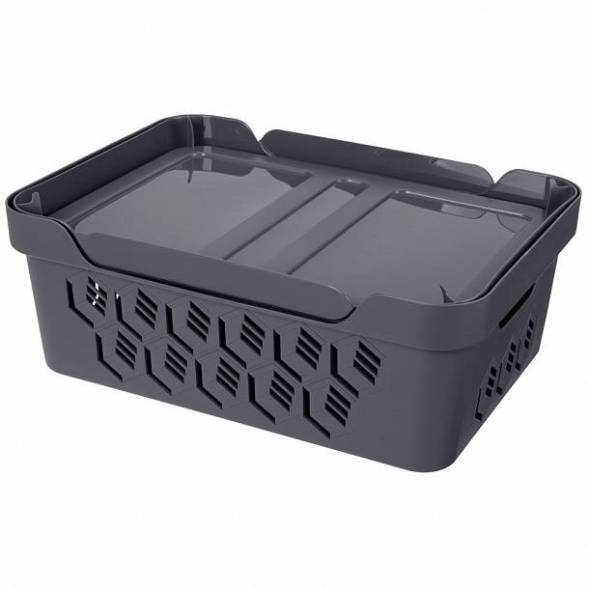 Ящик с крышкой универсальный Deluxe, 12л, серый