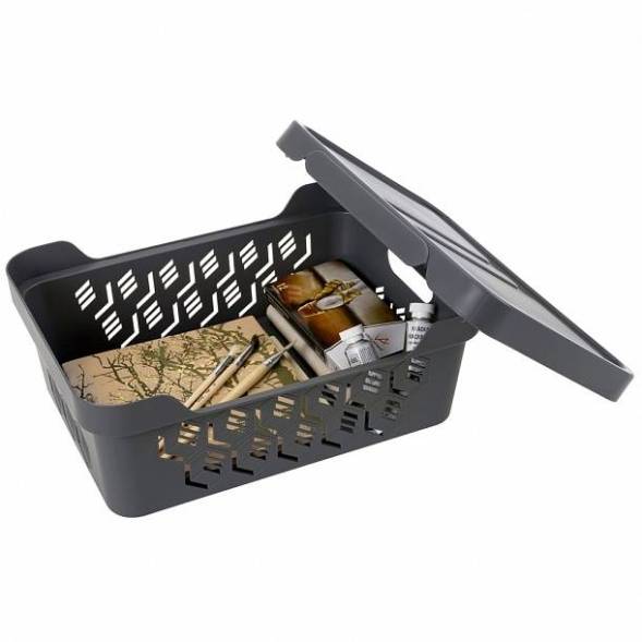 Ящик с крышкой универсальный Deluxe, 12л, серый