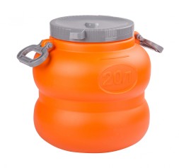 Бочка пластиковая пищевая 20 л, с крышкой и ручками, оранжевая