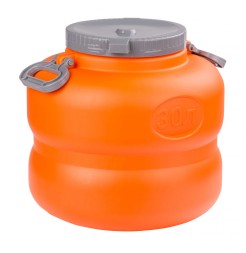 Бочка пластиковая пищевая 30 л, с крышкой и ручками, оранжевая