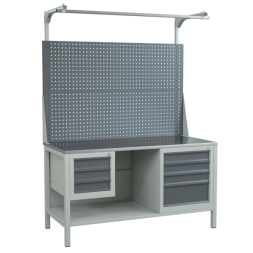 Верстак 1500 с 2 тумбами, полкой и двойным экраном [9497]