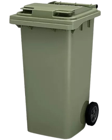 Мусорный контейнер пластиковый для ТБО/ТКО на колесах с крышкой, 240 л, зеленый
