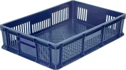 Ящик пластиковый перфорированный, 600×400×140 мм, 27 л, синий [705.01.02]